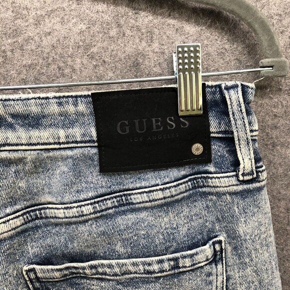 Guess Acid Wash Skinny Jeans Womens 30x32 Blue Stretch Mid Rise Rock Punk - Picture 9 of 14
